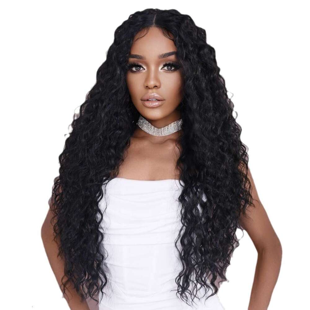 Black Long Hair Front Lace Synthetic Latin American Curly Wig HD Lace Front Wigs Kq9 Kq9