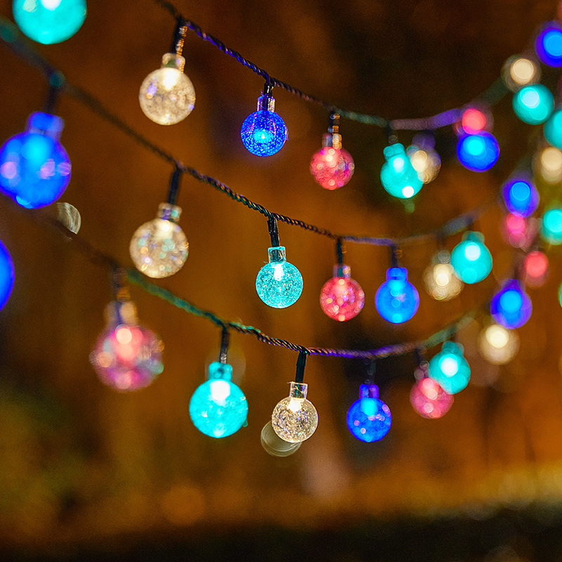 2.3cm Diameter Customizable Solar LED Bubble Ball Light Strings for Outdoor Gardens and Courtyards