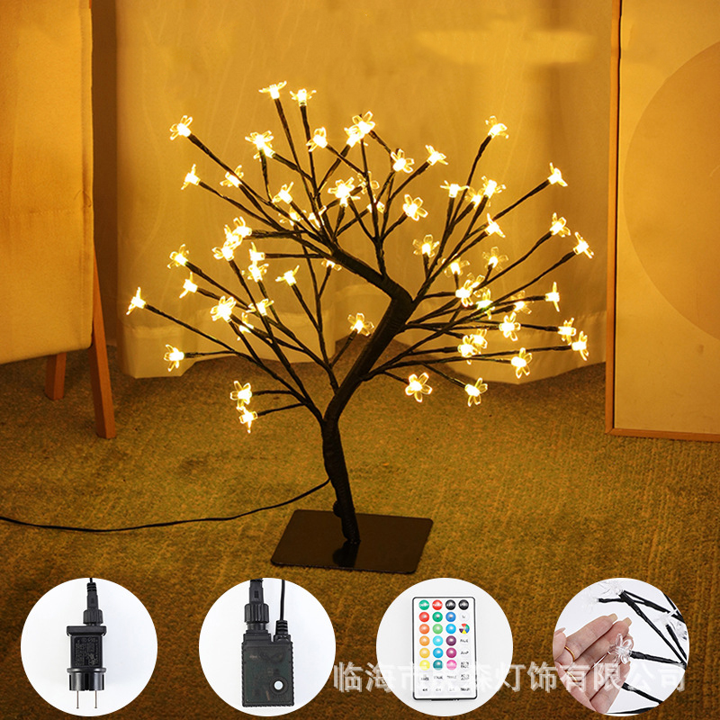 LED Multi-Colored Fake Cherry Blossom Tree with Remote Control for Seasonal Indoor Decorations