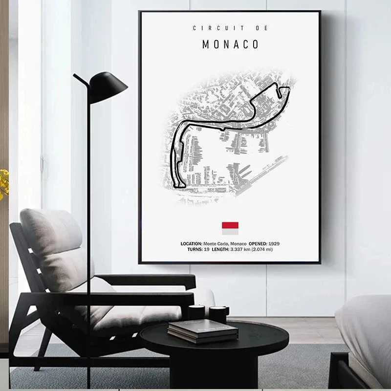 Formula 1 Imola Monaco Track Circuit Canvas Painting F1 Wall Art Nordic Poster Aesthetic Motorsport Race Home Decoration PictureXJ2411216