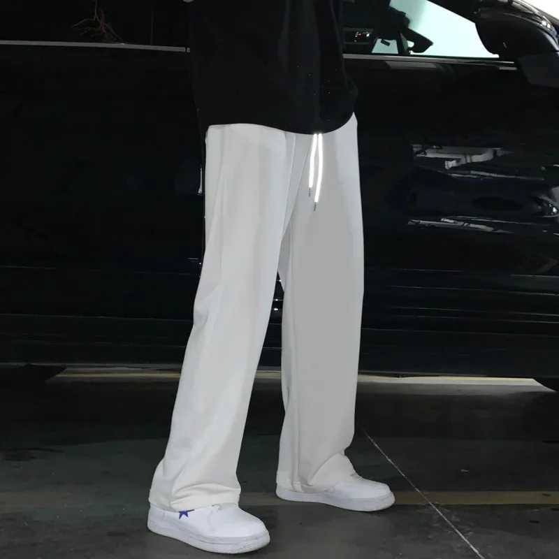 High Quality Summer Casual Pants Men Fashion Gray Black White Wide-leg Pants Men Streetwear Loose Straight Sweatpants Mens Joggers Trousers T241217