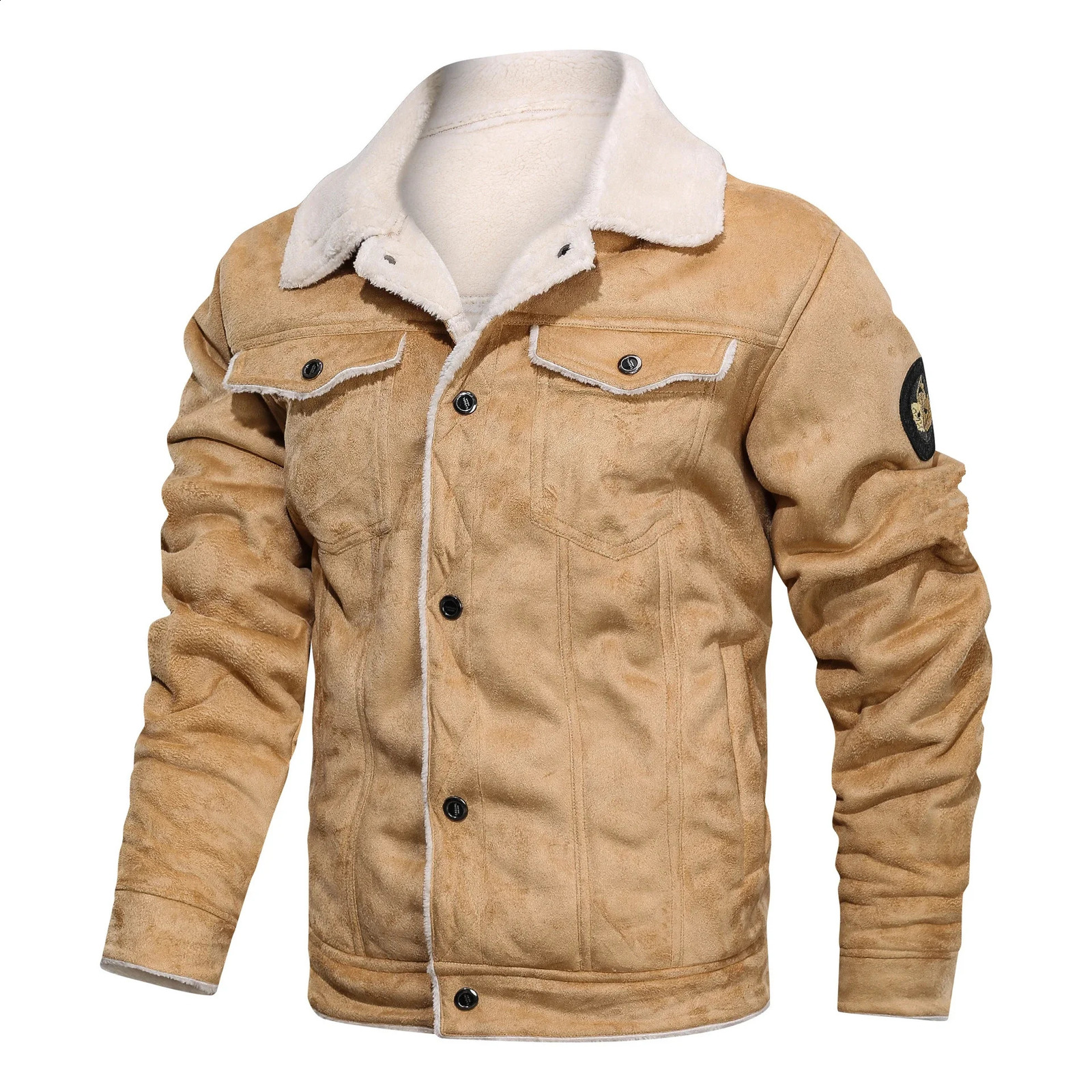 men jackets Thicken Faux Fur Fleece Jacket male Loose Lambs Wool Lapel Pocket Outerwear Winter Chic Single Breasted Street Coat 241217