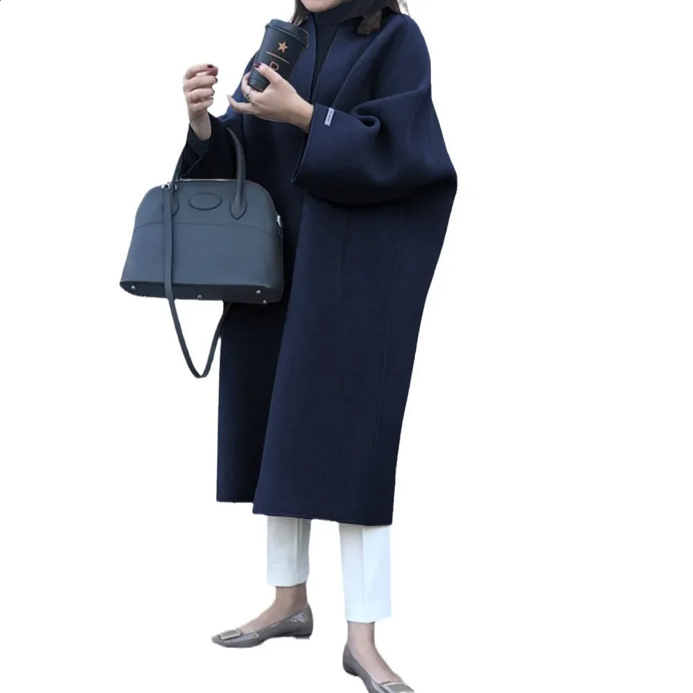 Versatile Womens Coat Overcoat In Light Green Extra Long Straight Leg Jacket Winter Elegant Slimming 241217