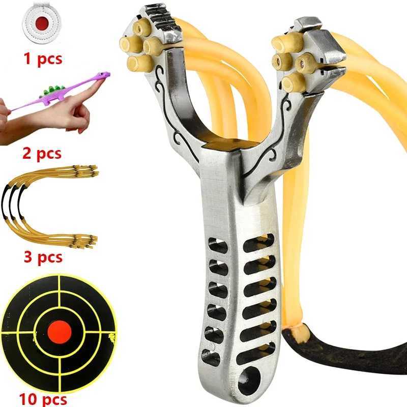 High Elasticity Traditional Card Ball Slingshot Stainless Steel Metal 4 Card 8 Strand Slingshot Outdoor Hunting and Shooting SetXJ241217