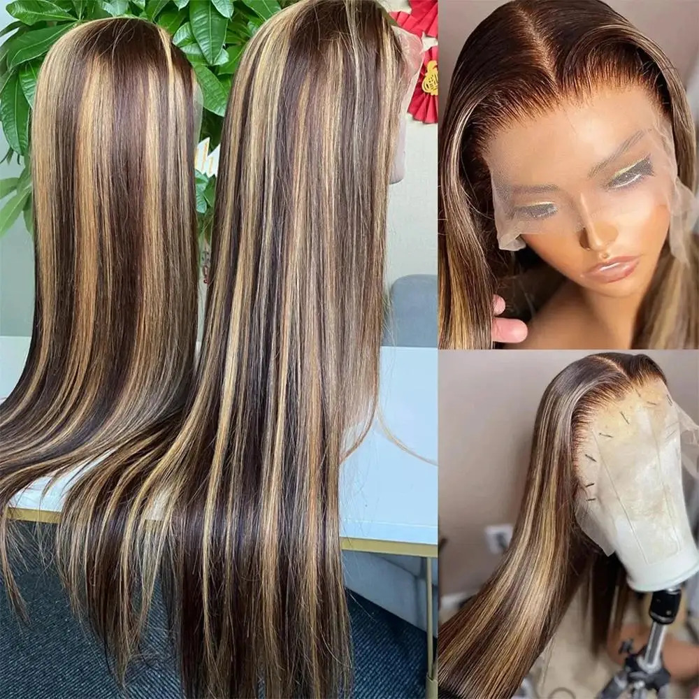 100% Really Wig Long Brazilian Blonde for Women 13x4 Transparent Lace Front Human Hair Preplucked Heat Resistant Highlight Short Bob e curly Wigs