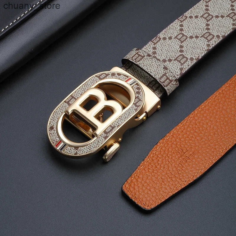 Belts New Big B Automatic Buckle Mens Belt Fashion Letter Buckle Belt Business Leisure Belt Authentic Set Belt L240910