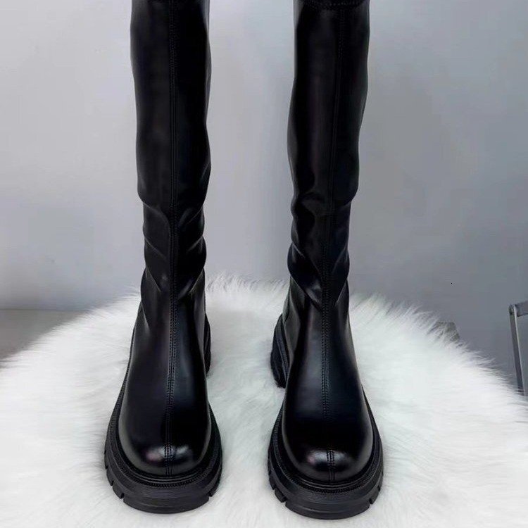 Soled Ddmywed Long For Women In Korean Version Popular Versatile Fashionable Casual Knight High And Thick Boots Motorcycle Chinese Brand Shoes F Ddmys