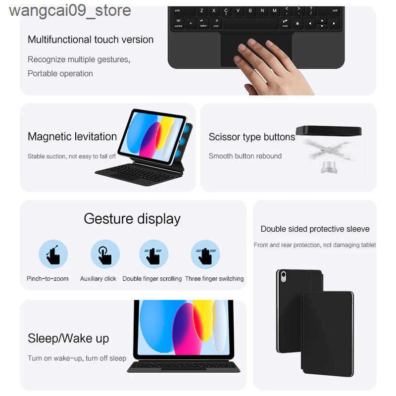 Keyboards Magic Keyboard For iPad 10 10th Generation 10.9 inch 2022 2023 2024 ipad10 Smart Folio Case Backlight Multi-touch Magnetic Cover J241218