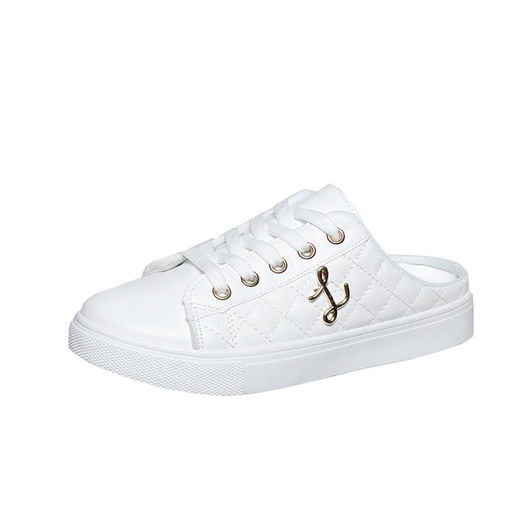Women Casual Shoes Slipper Closed Toe Low Heel Round Toe Flat Bottom Simple Style Commuting Solid Color Triple White Free shipping