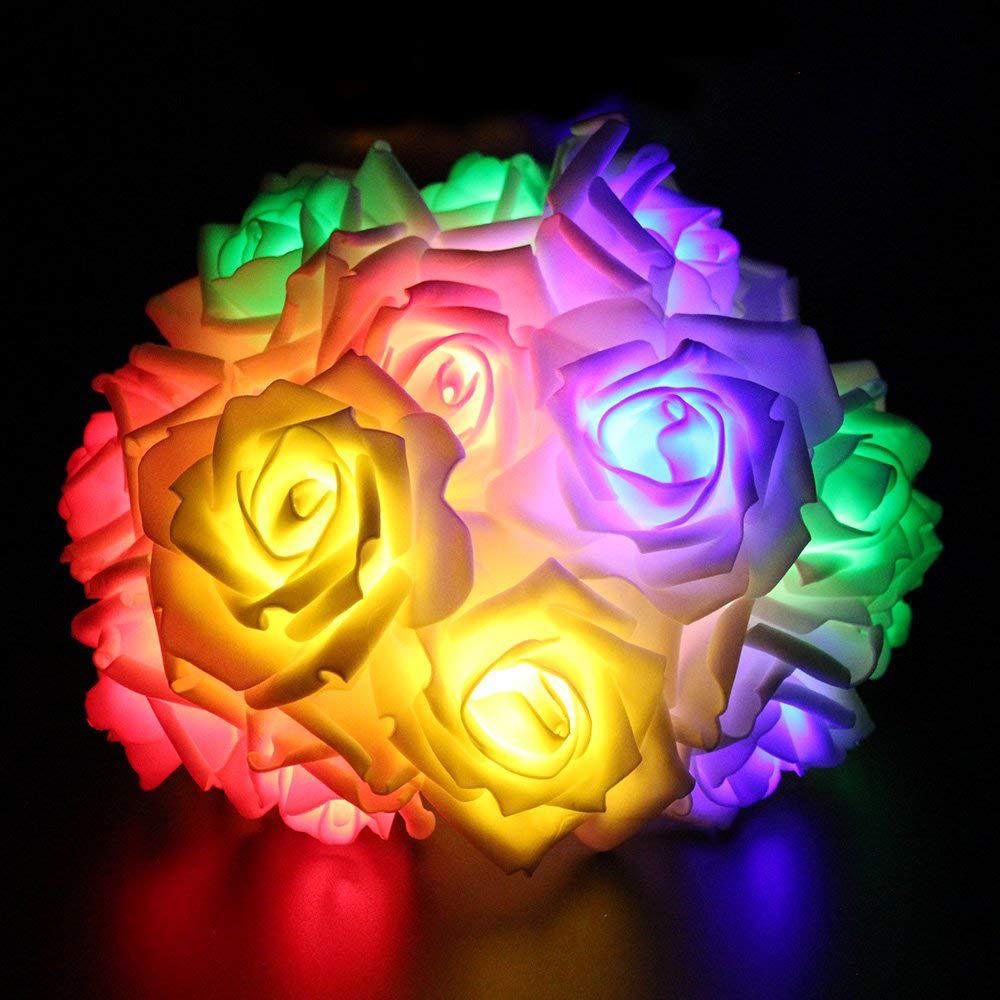 Colorful LED Rose Floral Lighting Garland for Anniversary and Engagement Parties