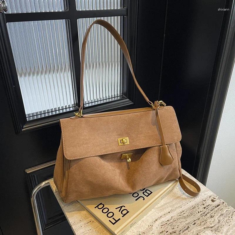 Free Shipping Shoulder Bags Autumn Winter Women Suede Leather Bag Handbag And Purses Chic Fashion Lady Trendy Satchel Designer Bag Luxury Bag Tote Bag