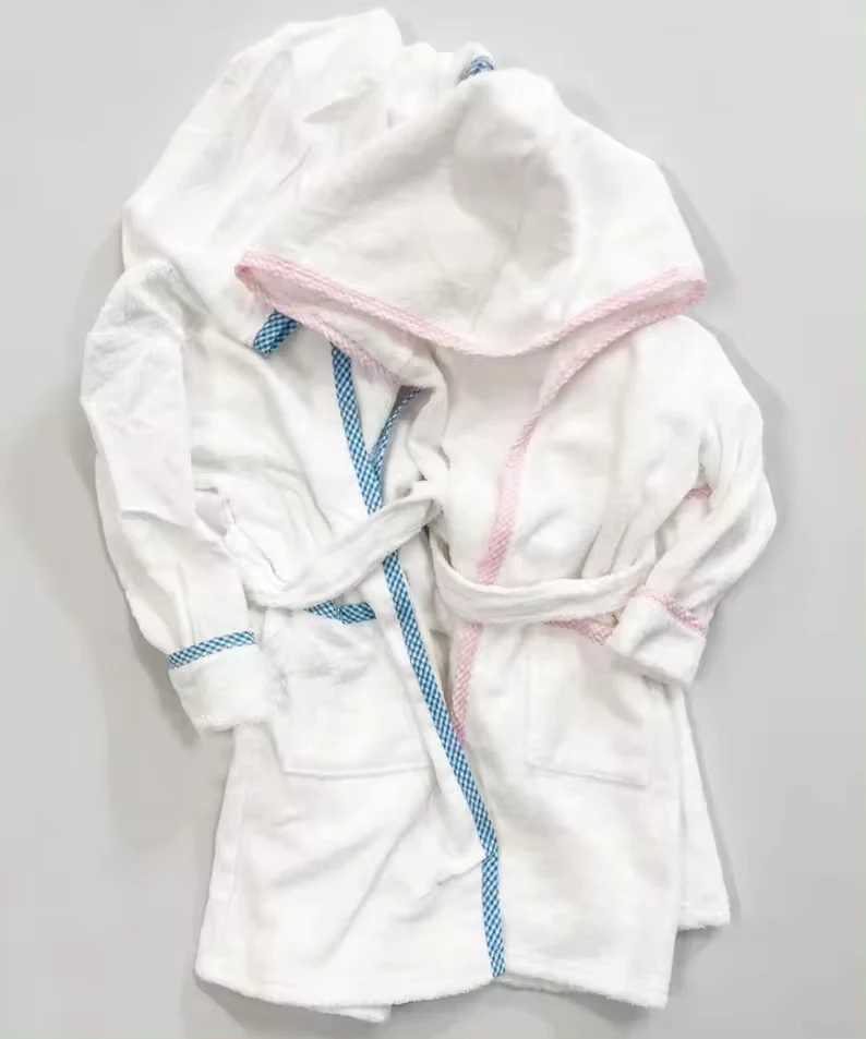 Mudbala White Terry Hoodie Bathrobes Long Sleeve Cotton Dressing Gown Unisex Kids Spa RobesXJ241216