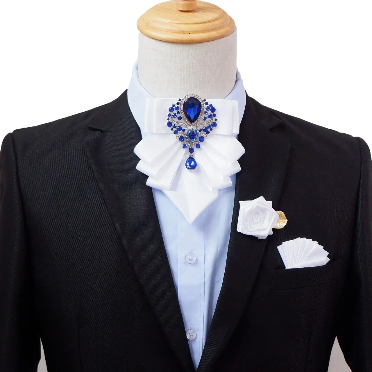 Bow Tie Brooch Set Jewelry British Business Banquet Dress Shirt Collar Flowers Mens Wedding Bow-tie Corsage 3 Pcs Sets 241217