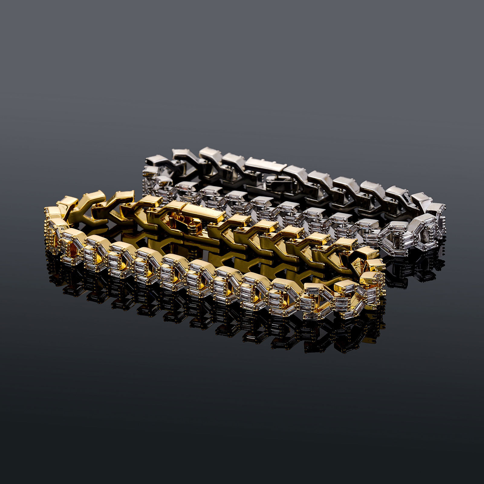 8mm Hip Hop Cuban Chain Baguette Diamond Bracelet For Men And Women 14k Gold Full Cubic Zirconia Wolf Tide Punk Rock Jewellery Bijoux Pulsera Hombre
