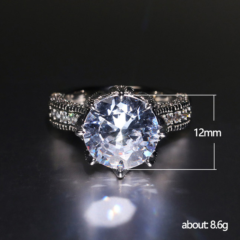 Wedding Oversized Sparkly Zircon Engagement For Women Fashion Dia Ring Jewelry