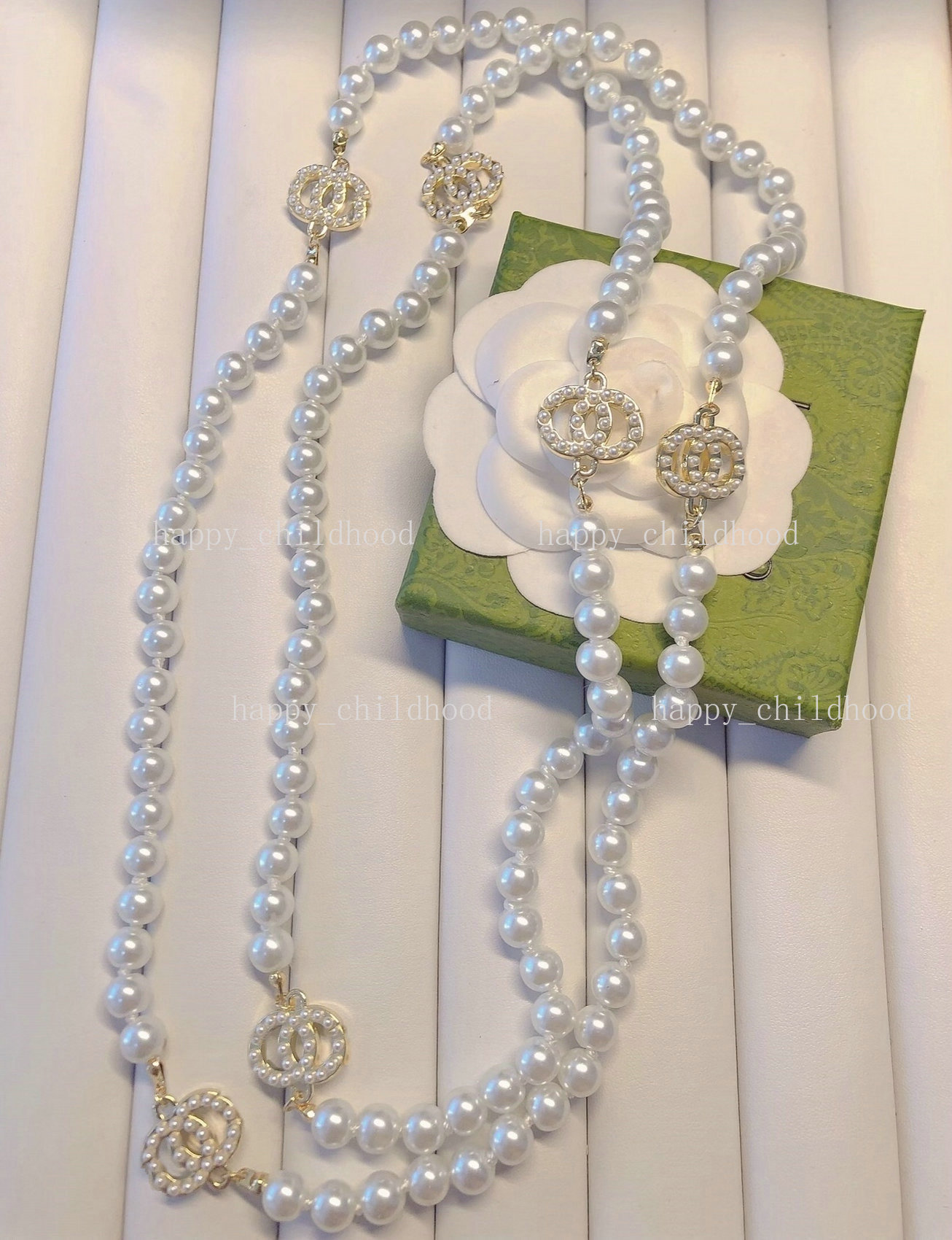 Fashion Designer Women Chain Necklace Pendant Pearl Necklaces Jewelry Wedding Party Gift