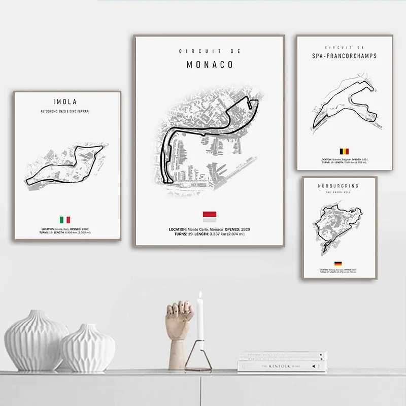 Formula 1 Imola Monaco Track Circuit Canvas Painting F1 Wall Art Nordic Poster Aesthetic Motorsport Race Home Decoration PictureXJ2411216