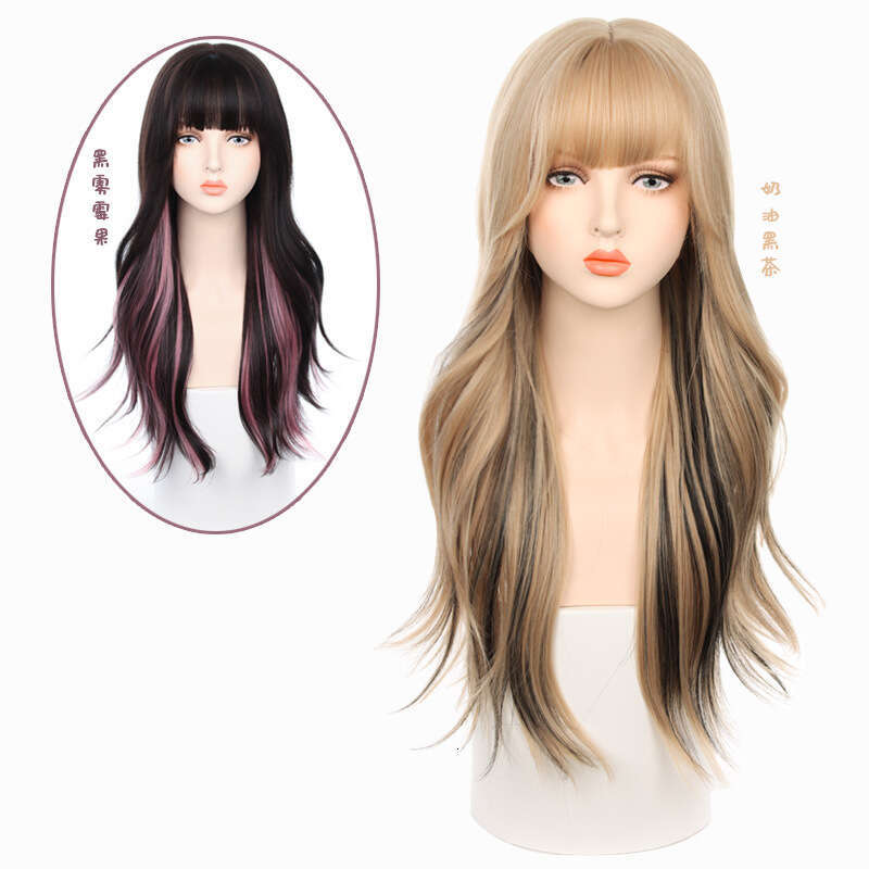 New Wig For Women With Large Wave Curls, Fashionable Internet Celebrity, Natural Air Bangs, Full Head Set Kq9 Kq9