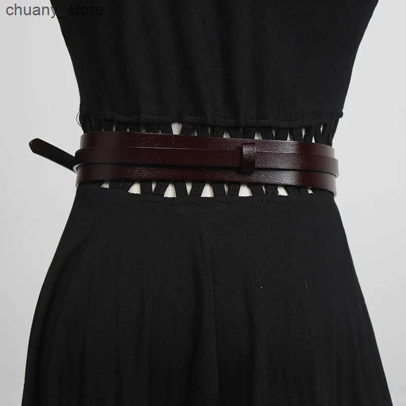 Belts PU leather brown irregular buckle long and wide belt personalized womens new fashion trend fully matched spring/summer 2024 1DF2116 L240910