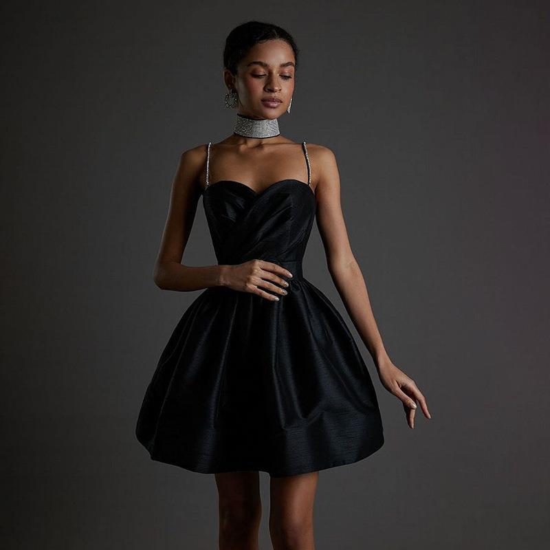 Basic & Casual Dresses Women Party Dress Spaghetti Strap Sleeveless Slim Fit High Waist Solid Color Princess Puffy Sexy Evening Mini Skirts