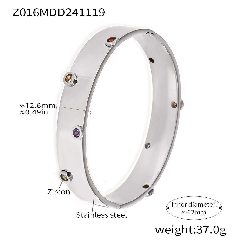Mysterious Color Handmade Inlaid Zircon Texture Wind Stainless Steel Non Fading Fashion Bracelet