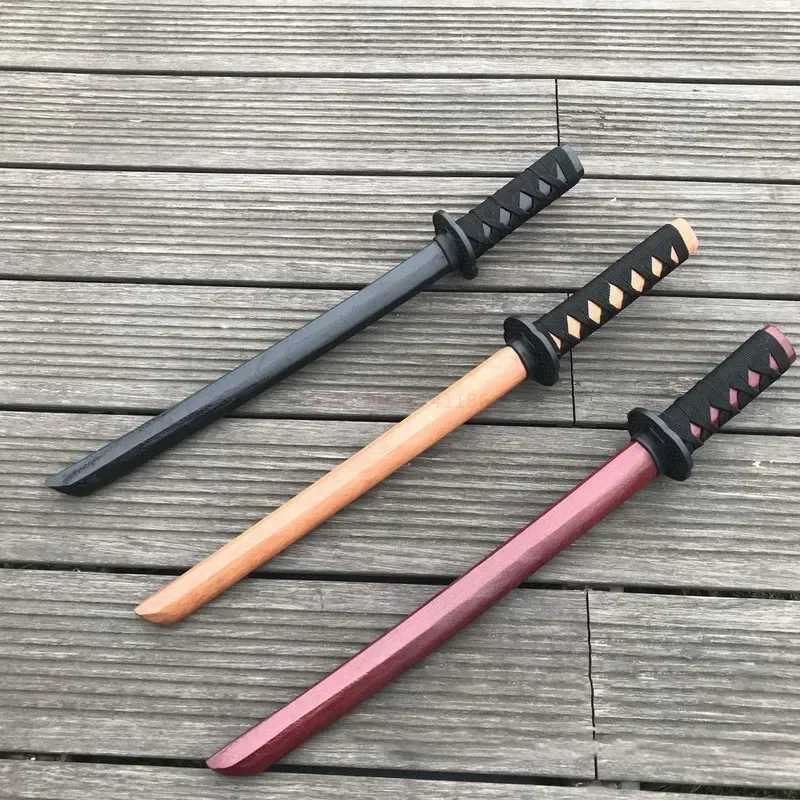60cm Wood Stick Knife Toy Katana Sword Cosplay Props Personal Collecting Handicraft Childrens Sword Toy Aikido Demon Slayer X241217