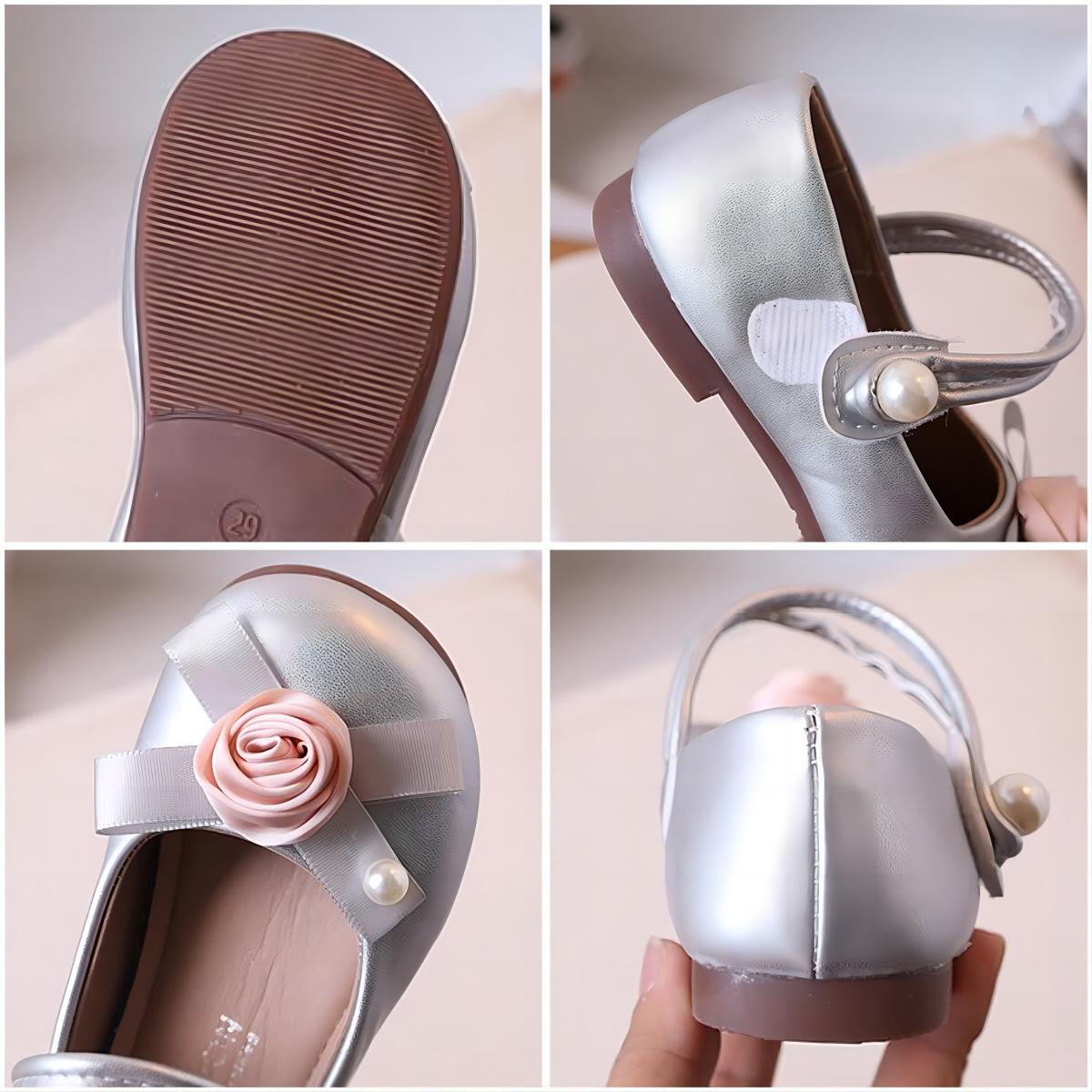 Children Leather Shoes Princess Fashion Flower Mary Janes Baby Shoes Kidsnest Toddler Flats Kids Dance Performance Girl Dress Shoes Sizes US 7C-2.5Y