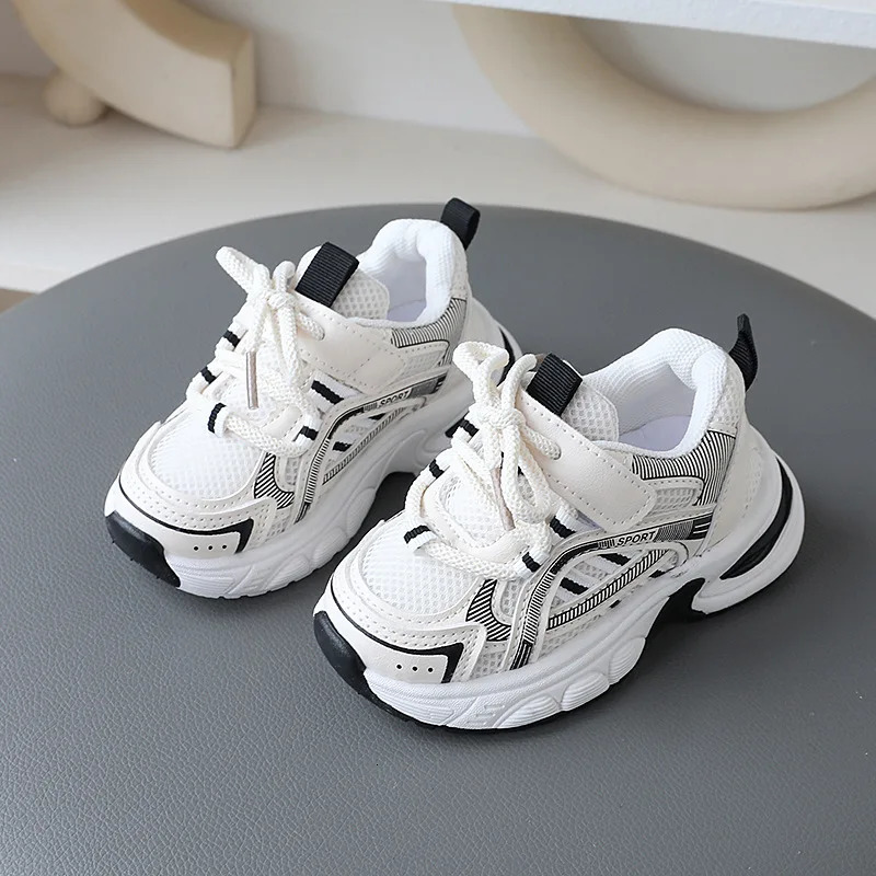 Autumn Boys Little White Shoes Spring and Autumn Girls Mesh Breathable Casual Running Shoes Childrens Sports Shoes 241216