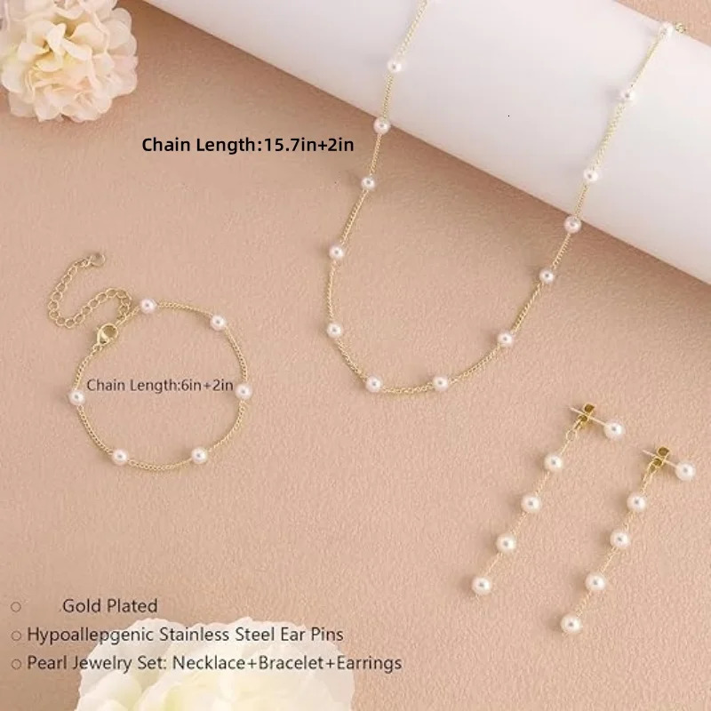 Unique bead jewelry set with tassel pearl necklace vintage suitable for women 241212