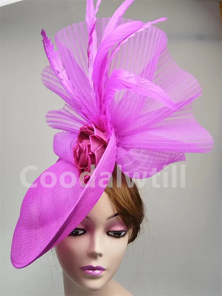 Flower Fascinators Hats Party Wedding Women Pillbox Cap Elegant Ladies Church Ocn Race Millinery Cap With Net Hair Access 241217