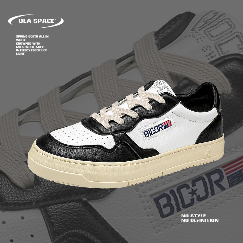 2025 spring new cream white thick sole casual board shoes male students all fashion shoes lace-up sports wind autry