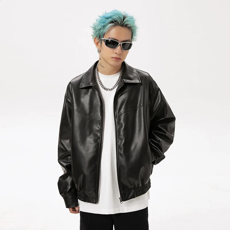 American Black Leather Jacket for Men and Women The Same Autumn Vintage Fashion Couple High Street Available Twoopen 241217