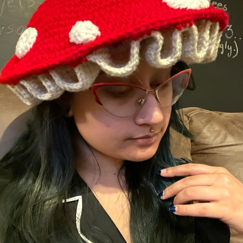 Beanie Skull Caps Mushroom-Themed Winter Crochet Beanie for Women - Flattering Face Shape Knit Fisherman Hat with Forest Fairy Tale Charm Cute and War - view 4