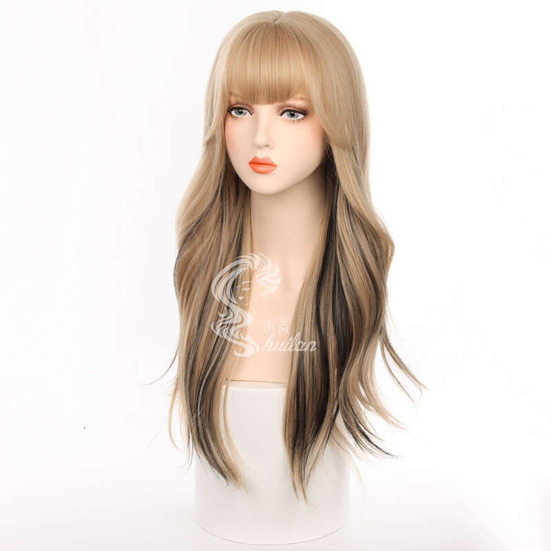 New Wig For Women With Large Wave Curls, Fashionable Internet Celebrity, Natural Air Bangs, Full Head Set Kq9 Kq9