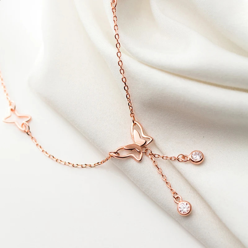 MIQIAO 925 Sterling Silver Ankle anklet Butterfly Rose Gold Chains For Jewelry Women Foot Accessories Female Bracelet On The Leg 241217
