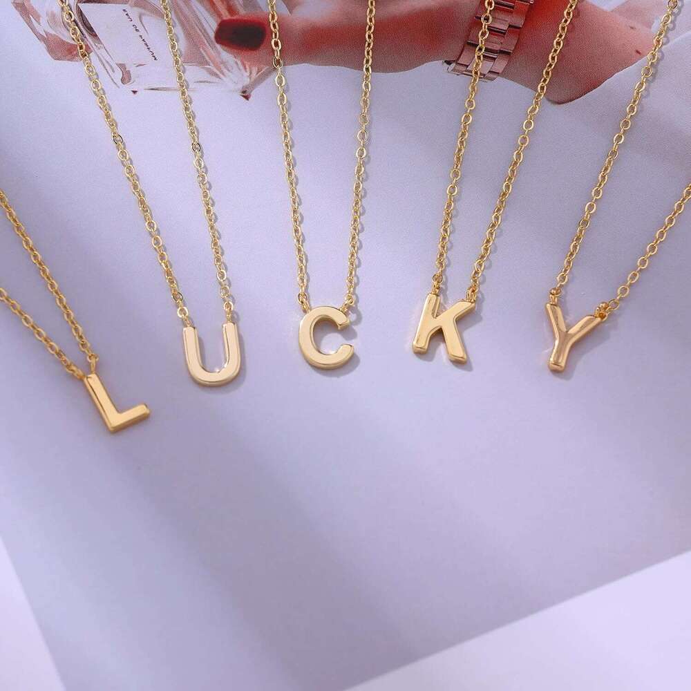 Women, 14k Plated Dainty Tiny Initial Pendant Necklace Cute Letter Name Choker Necklaces Simple Gold Jewelry for Women Gifts
