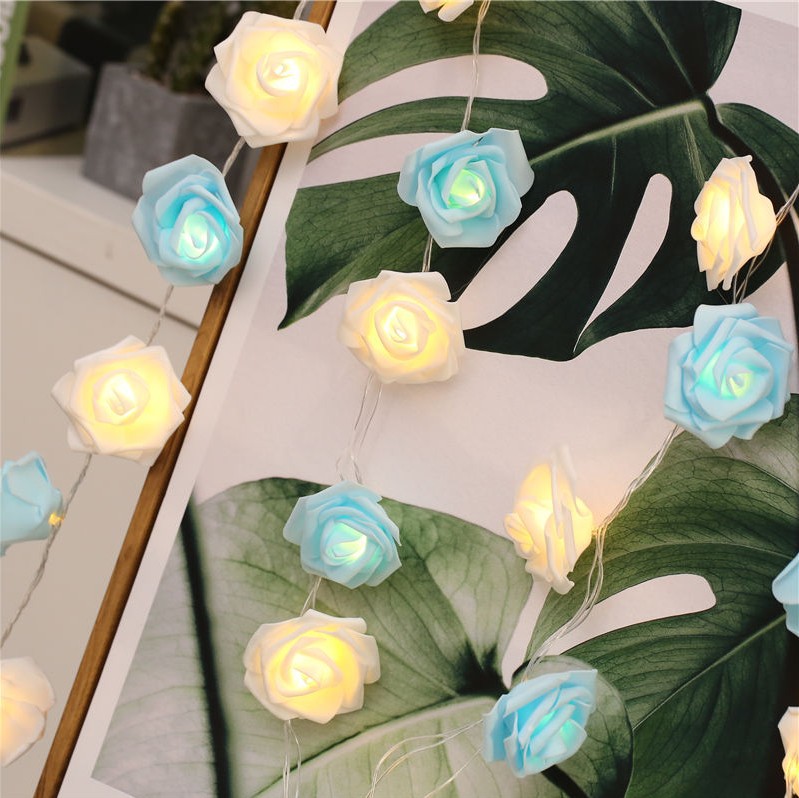1.5m 3m Wedding Garland Lamp Fairy Rose Flower Festoon LED Light String for Valentine Room Christmas Home Garden Decoration