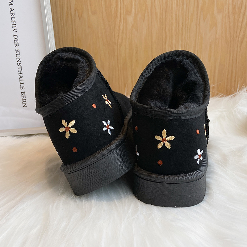 Winter Ddmywed Autumn Versatile With Thick Velvet For Warmth Cute Flower Snow Boots Anti Slip Short Tube Cotton Shoes Women S Chinese Brand F Ddmysatu