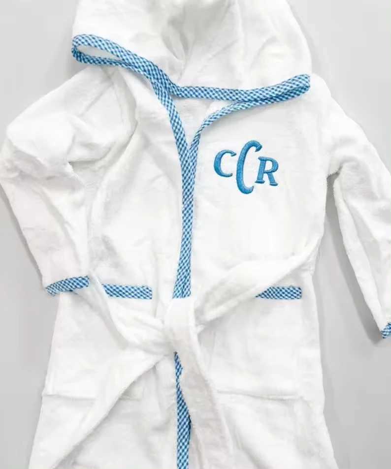 Mudbala White Terry Hoodie Bathrobes Long Sleeve Cotton Dressing Gown Unisex Kids Spa RobesXJ241216