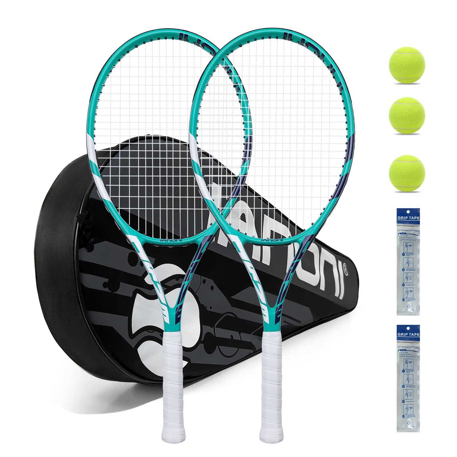 Tennis Rackets for Adults Pre-Strung 27 Inch Tennis Rackets-2 Player Tennis Racket Set with 3 Balls2 Grips 2 Vibration DampeW241217