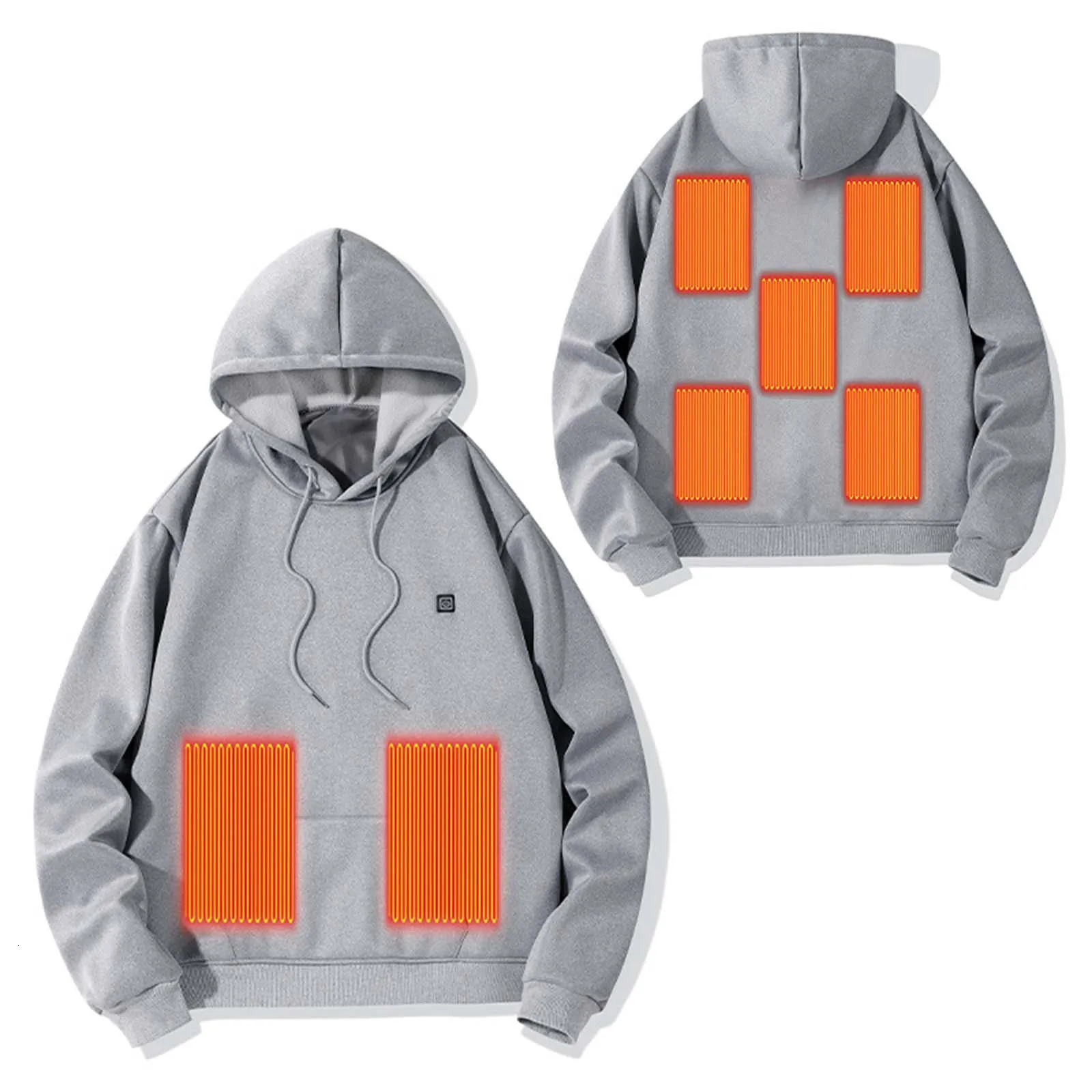 7-zone hoodie mens winter warm clothing sportswear solid color long sleeved zipper hooded jacket 241216