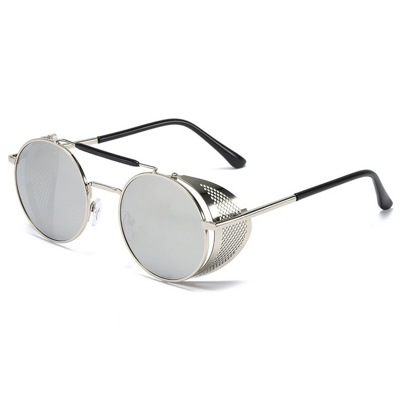 Steampunk Round Sunglasses Goggle Metal Oval Windproof Men Women Fashion Shades Oversized Brand Designer Vintage Retro Sun Glasses Goggles S94 66247 I