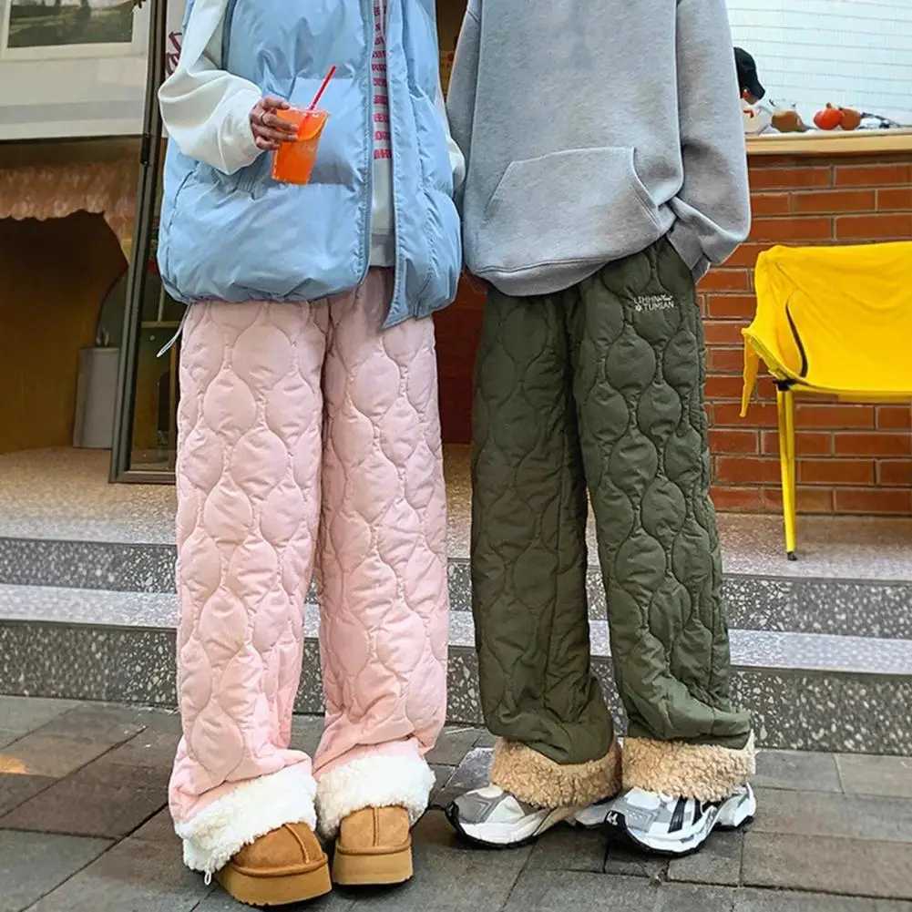 Adjustable Pants Mens Winter Fleece Pants Plush-lined Windproof Thermal Trousers for Wear Outdoor Activities Trousers M241217