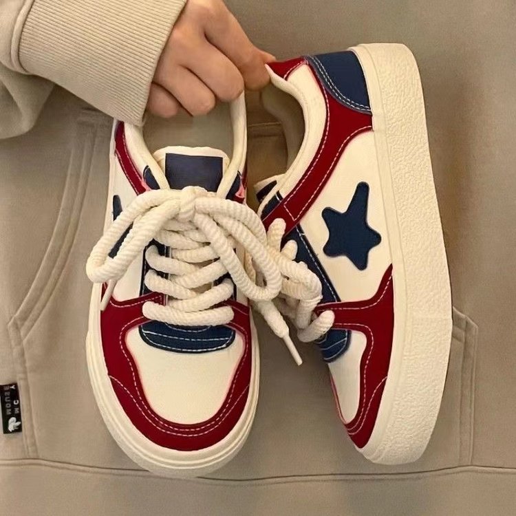 Women Casual Shoes Simple Sweet Style Fashion Star Designer Shoes Thick Sole Versatile Trendy Triple Red Free shipping