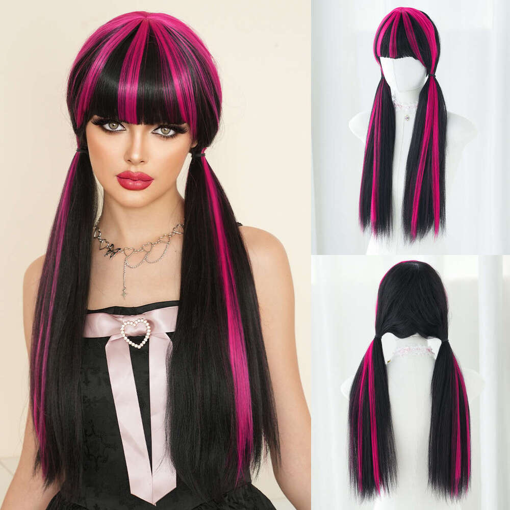 Dekulaila Halloween Female Cosplay Long Straight Hair Dyed Red High-Quality Role-Playing Street Wig Kq9 Kq9