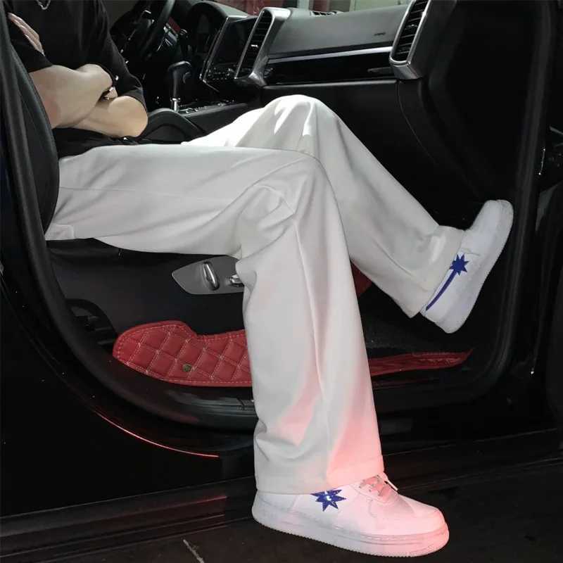 High Quality Summer Casual Pants Men Fashion Gray Black White Wide-leg Pants Men Streetwear Loose Straight Sweatpants Mens Joggers Trousers T241217