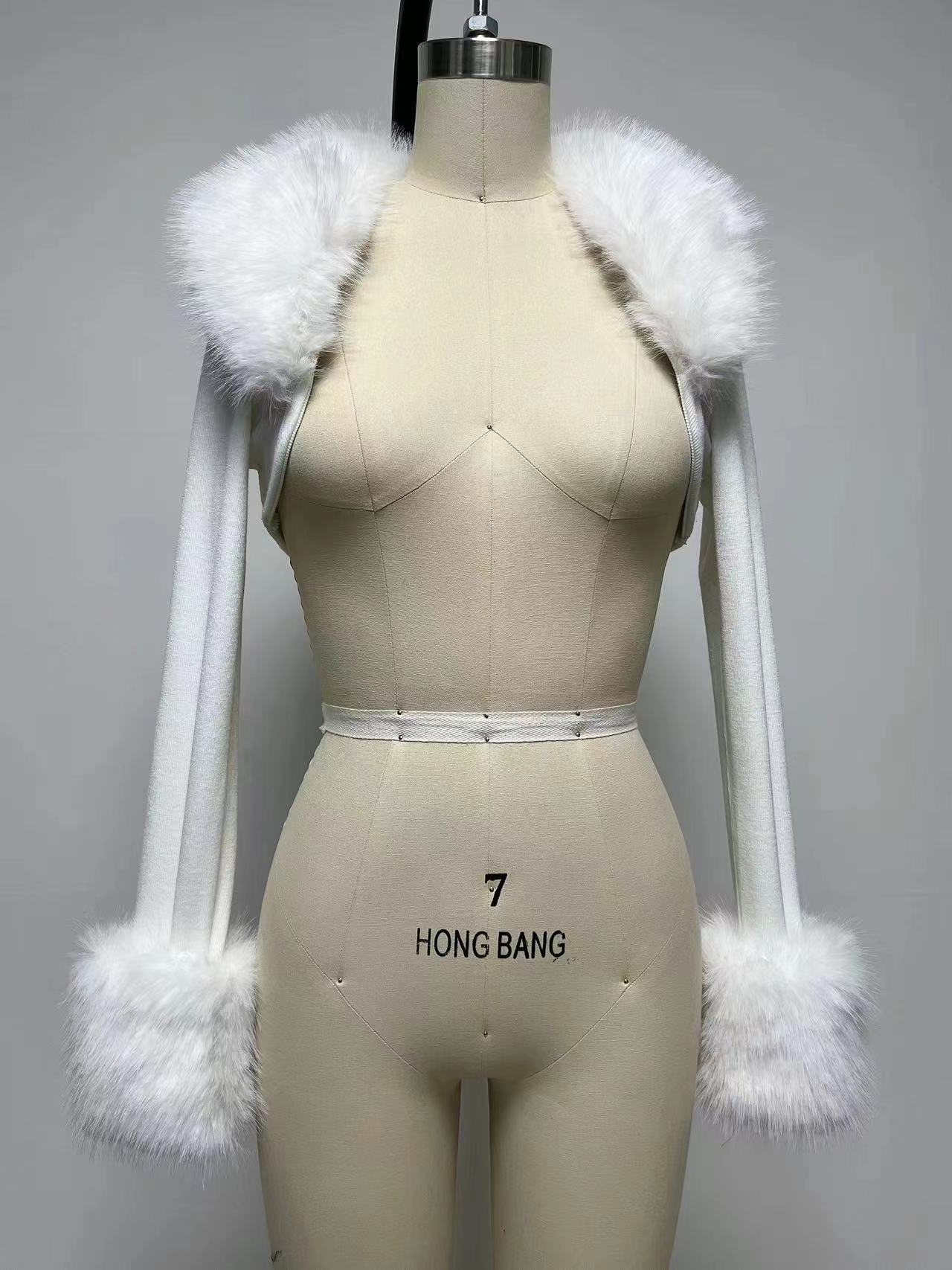 Women's Jackets Fall Winter Furry Patchwork Long Sleeve Crop Jackets Tops + Corset Tanks Fashion Casual Ribbed Coats 2 pcs Streetwear