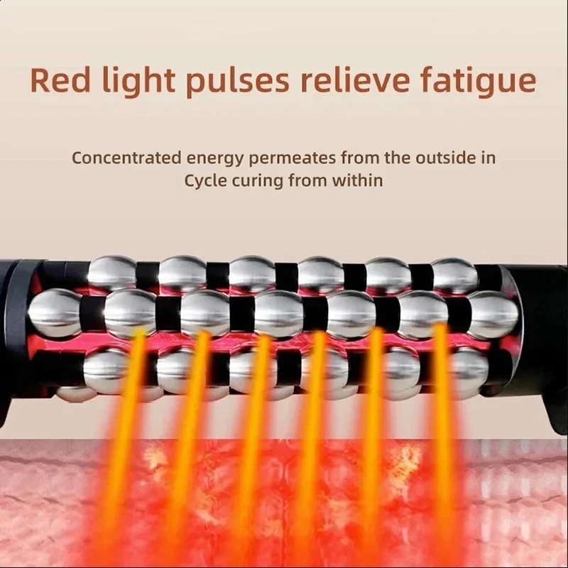 36W Relaxed Red Light Heated Massage Device Roll Massager 360° Rotating Inner Ball Roller for Whole Body Anti Cellulite 241217