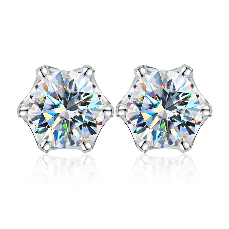 GRA 1CT Six Prong Delicate Lacework Certified Diamond Stud Earrings For Women Real 925 Sterling Silver Fine Jewelry 241217