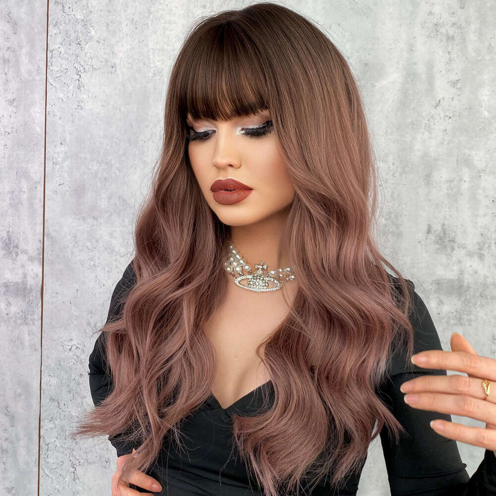 Wave Curled Wig, Fashionable, Straight Bangs, Hair, Fluffy, Natural, Large Waves, Sexy Long Curly Hair Kq9 Kq9